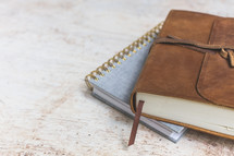 leather bound Bible and journal 