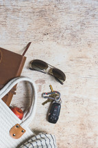 purse with Bible and car keys 