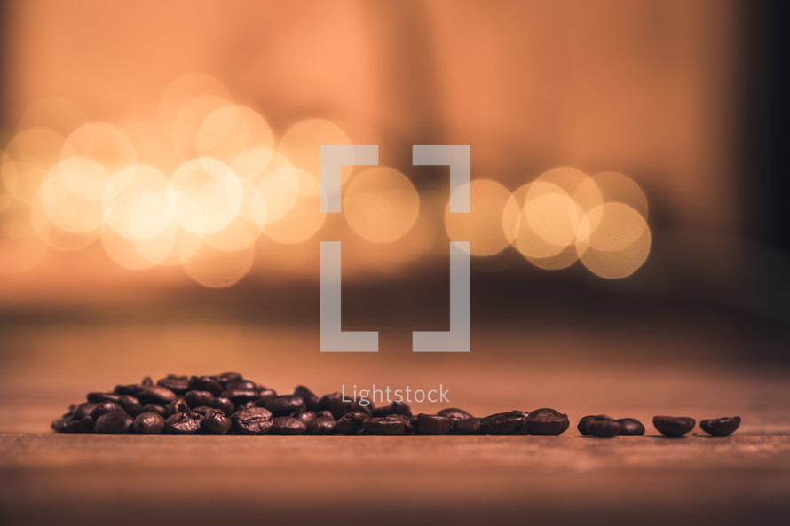 coffee beans and bokeh background 