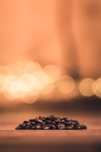 coffee beans on bokeh background 