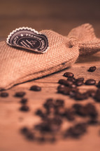coffee beans and burlap sack 