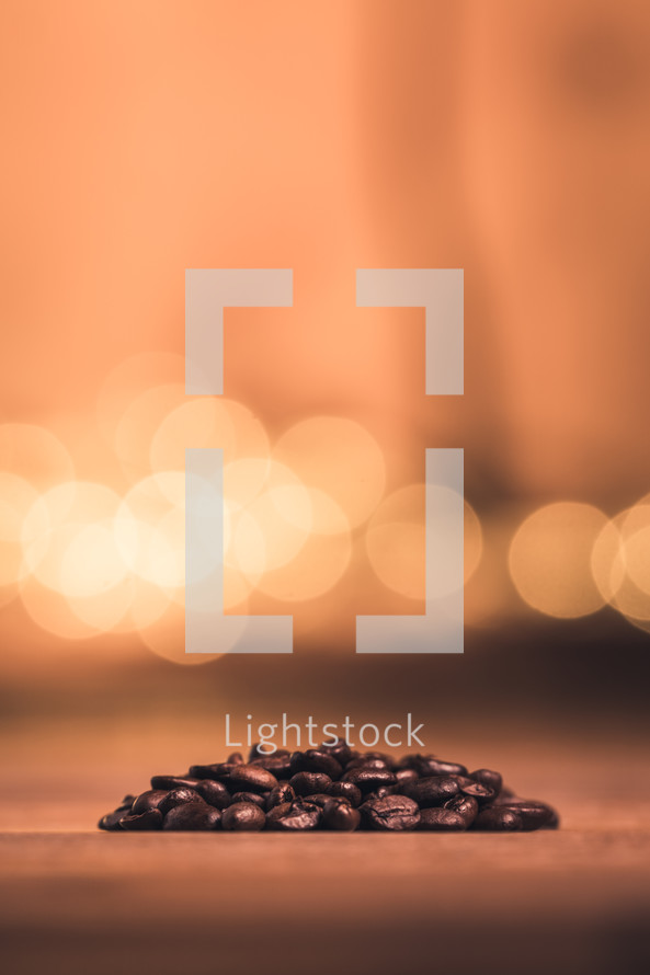 coffee beans on bokeh background 