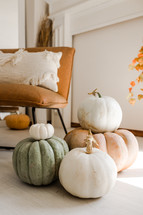 pumpkin decor inside a house 