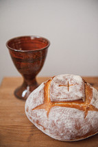communion wine chalice and bread 