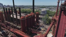 Aerial view over Sloss furnace located in Birmingham, Alabama.