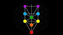 Kabbalah Color Spectrum of the Tree of Life on a Flower of Life Background