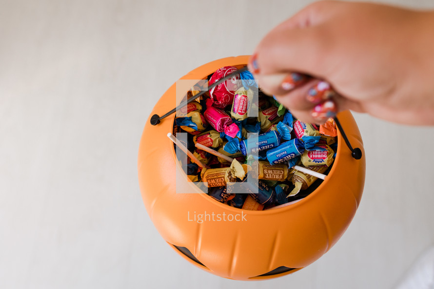 bucket of halloween candy 