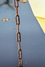 a rusty chain in water 