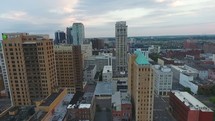 aerial view over downtown Birmingham 