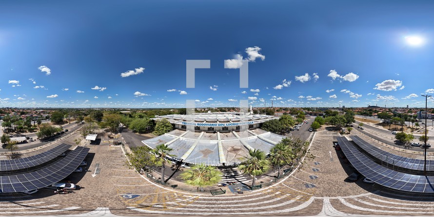 360 aerial photo taken with drone of Terminal Rodoviário Governador Lucídio Portella in Teresina, Piauí, Brazil