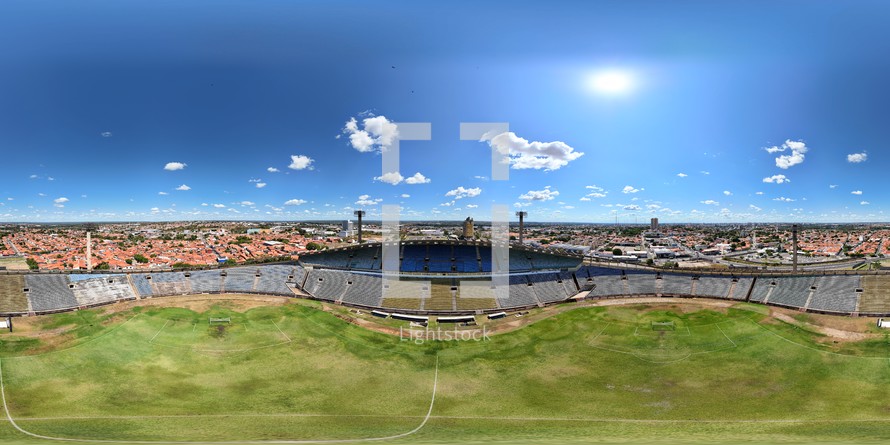 360 aerial photo taken with drone of Albertão Stadium in Teresina, Piauí, Brazil