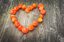 an outline of an orange heart 