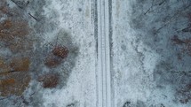 aerial view over a winter landscape 