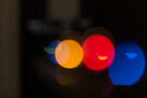 colorful bokeh lights, primary colors