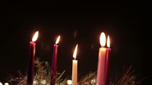 Pushing in on Advent candles and wreath - 2 Shots
