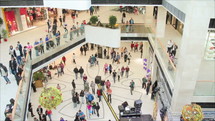 shoppers in a crowded mall 