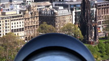 viewfinder looking out over a city 