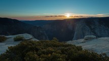 Timelapse of sunset in Yosemite National Park from the granite cliffs of Taft Point overlooking Yosemite Valley.  