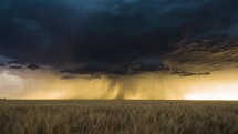 Amazing Lightning Storm Moving Across Beautiful Fields of Wheat with Lightning.