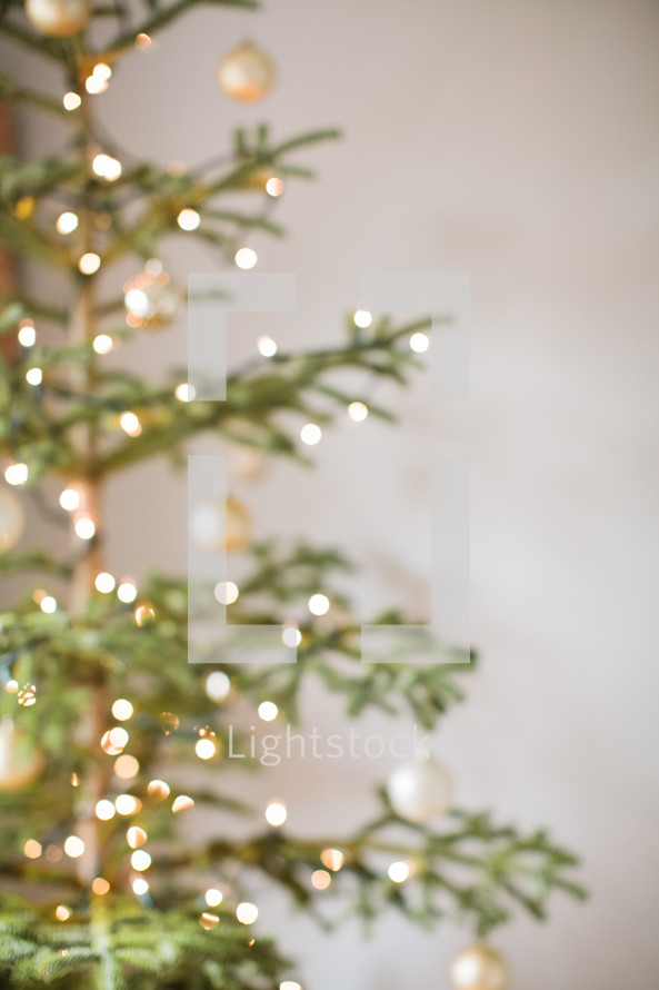 out of focus decorated Christmas tree 