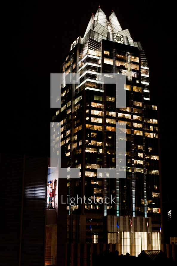 lights on a skyscraper at night