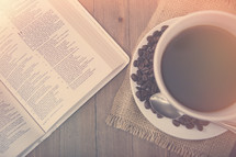 Bible study and coffee background