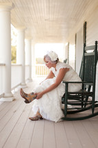 Bride wearing cowboy boots