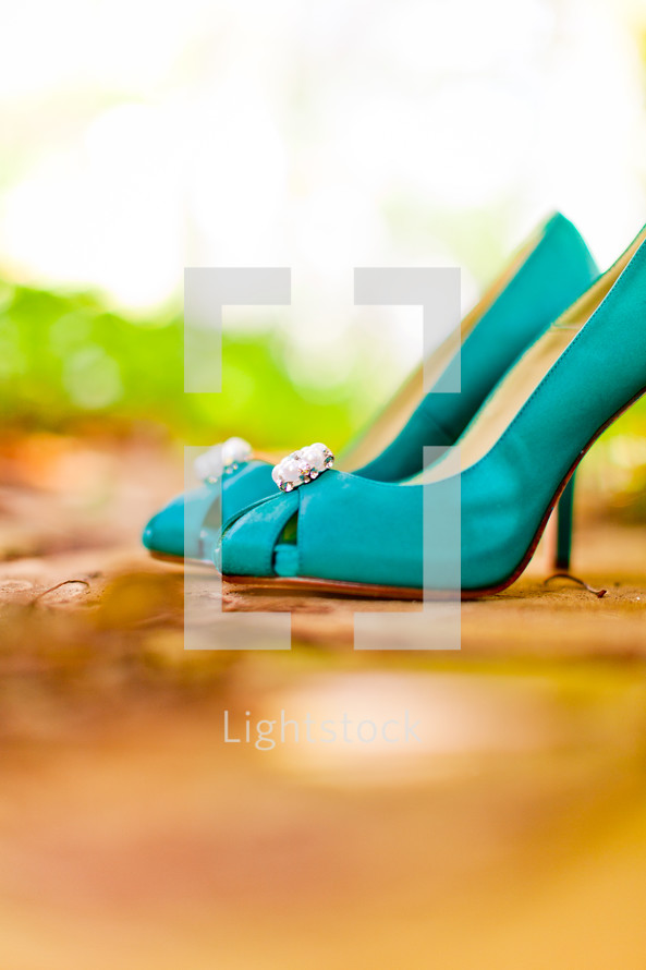 Bright blue shoes