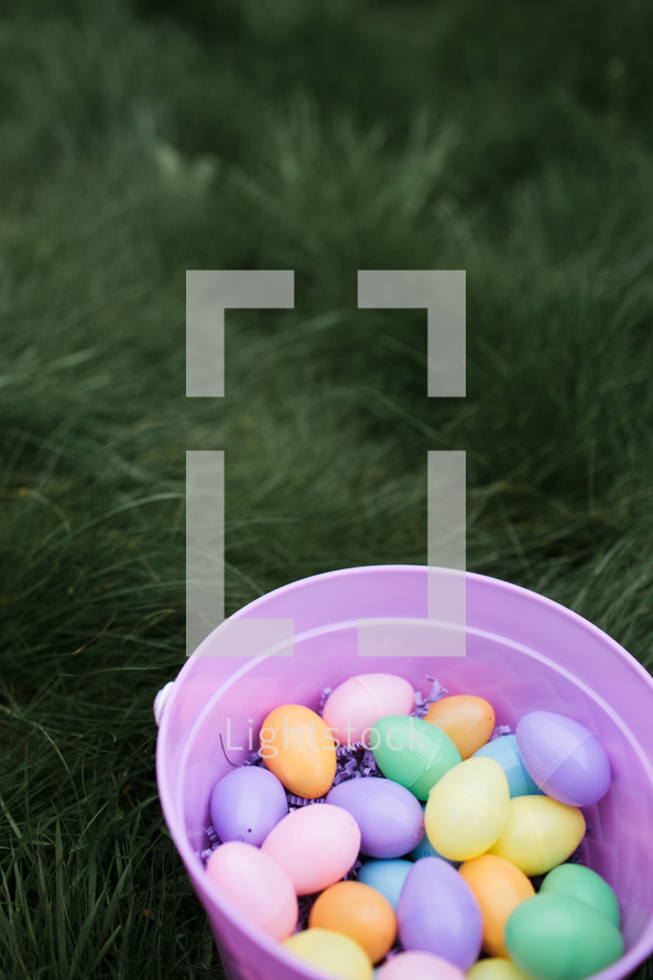 Easter eggs in a bucket 