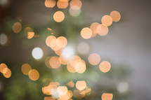 bokeh Christmas lights on a Christmas tree 