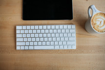 coffee with cream iPad and keyboard 