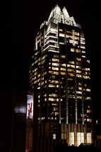 lights on a skyscraper at night