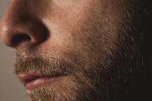 Close-up of a man's facial hair