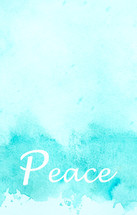 word peace in blue water color 