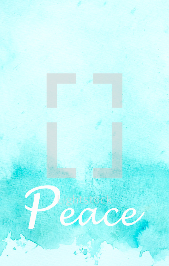 word peace in blue water color 