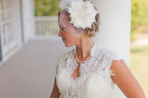 Profile of bride with veil