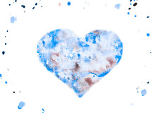 heart shape in blue water color 