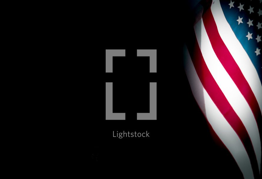 American flag on a black background 