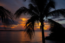 Sunset on the beach of Guardalavaca in Cuba 