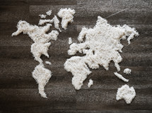 world map out of rice 