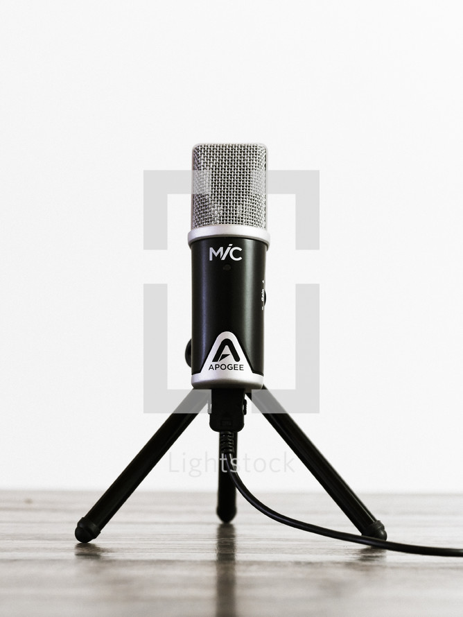 a microphone on a table 