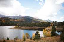 mountains and lake in fall 