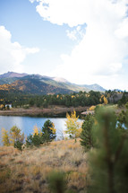 mountains and lake in fall 