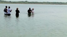Baptism in the lake.
