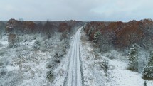 snow on train tracks 
