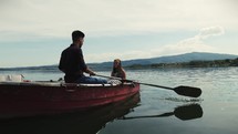 rowing in a boat 