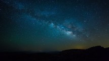 Timelapse of the Milky Way galaxy of stars moving through the night sky.  