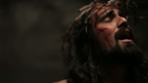 The suffering of Christ -- Jesus in agony in His crown of thorns at His death.
