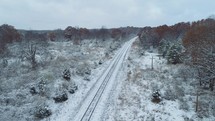train tracks with snow 