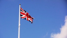 Flag of the United Kingdom blowing in the wind.